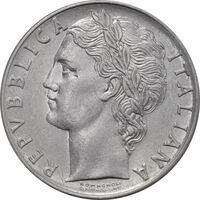 سکه 100 لیره 1957 جمهوری - EF45 - ایتالیا