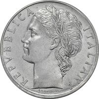 سکه 100 لیره 1971 جمهوری - AU50 - ایتالیا