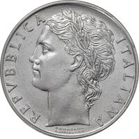 سکه 100 لیره 1972 جمهوری - AU50 - ایتالیا