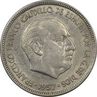 سکه 5 پزتا (67)1957 فرانکو کادیلو - AU55 - اسپانیا