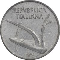 سکه 10 لیره 1951 جمهوری - EF45 - ایتالیا