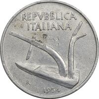 سکه 10 لیره 1954 جمهوری - AU50 - ایتالیا