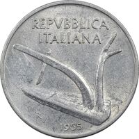 سکه 10 لیره 1955 جمهوری - AU58 - ایتالیا