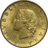 سکه 20 لیره 1972 جمهوری - MS63 - ایتالیا