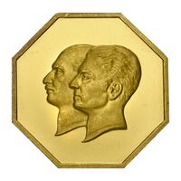 مدال طلا 5 گرمی بانک ملی (هشت ضلعی) - PF66 - محمد رضا شاه