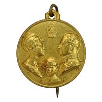مدال آویزی تاجگذاری (سه رخ) با سوزن فابریک - MS61 - محمد رضا شاه