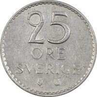 سکه 25 اوره 1963 گوستاو ششم - EF45 - سوئد