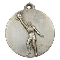 مدال آویز ورزشی پرتاب وزنه وزارت فرهنگ (نقره ای) - EF - محمد رضا شاه
