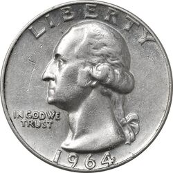 سکه کوارتر دلار 1964D واشنگتن - EF45 - آمریکا