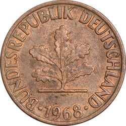سکه 1 فینیگ 1968F جمهوری فدرال - AU50 - آلمان