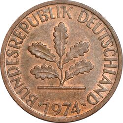 سکه 1 فینیگ 1974D جمهوری فدرال - EF45 - آلمان
