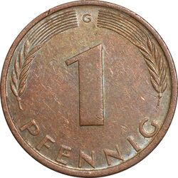 سکه 1 فینیگ 1975G جمهوری فدرال - EF45 - آلمان