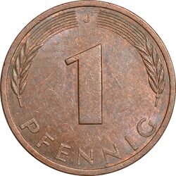 سکه 1 فینیگ 1977J جمهوری فدرال - AU50 - آلمان