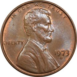 سکه 1 سنت 1973D لینکلن - AU50 - آمریکا