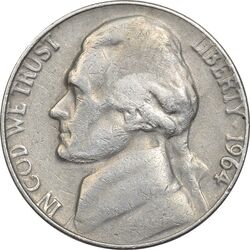 سکه 5 سنت 1964 جفرسون - VF30 - آمریکا