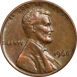 سکه 1 سنت 1966 لینکلن - EF45 - آمریکا