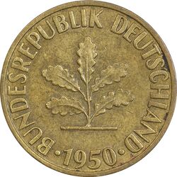 سکه 10 فینیگ 1950F جمهوری فدرال - EF45 - آلمان