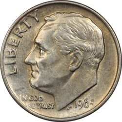 سکه 1 دایم 1965 روزولت - MS61 - آمریکا