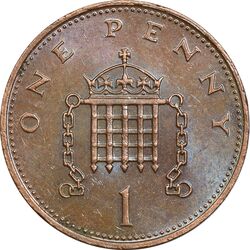 سکه 1 پنی 1984 الیزابت دوم - AU58 - انگلستان