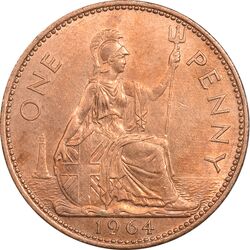 سکه 1 پنی 1964 الیزابت دوم - AU55 - انگلستان
