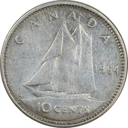 سکه 10 سنت 1964 الیزابت دوم - EF40 - کانادا