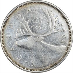 سکه 25 سنت 1965 الیزابت دوم - EF40 - کانادا