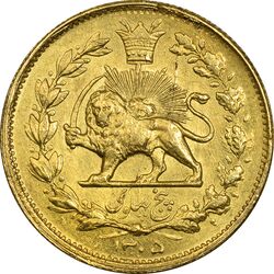 سکه طلا پنج پهلوی 1305 خطی - MS61 - رضا شاه
