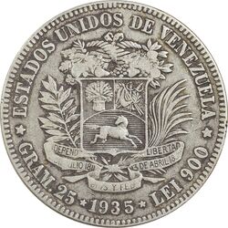 سکه 5 بولیوار 1935 - VF35 - ونزوئلا