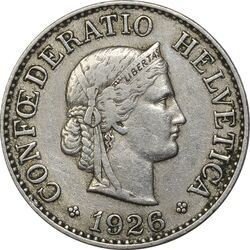 سکه 10 راپن 1926 دولت فدرال - EF40 - سوئیس