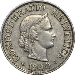 سکه 10 راپن 1940 دولت فدرال - EF45 - سوئیس