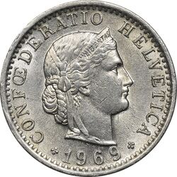سکه 20 راپن 1969 دولت فدرال - AU58 - سوئیس