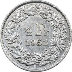 سکه 1/2 فرانک 1952 دولت فدرال - AU50 - سوئیس