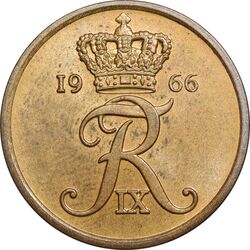 سکه 5 اوره 1966 فردریک نهم - MS62 - دانمارک