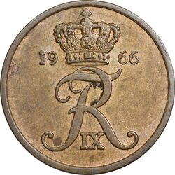 سکه 5 اوره 1966 فردریک نهم - AU50 - دانمارک