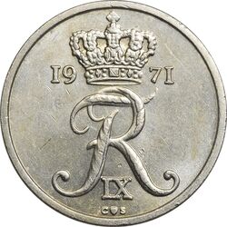 سکه 10 اوره 1971 فردریک نهم - MS61 - دانمارک
