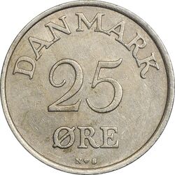 سکه 25 اوره 1955 فردریک نهم - AU50 - دانمارک