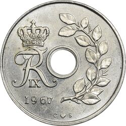 سکه 25 اوره 1967 فردریک نهم - MS61 - دانمارک