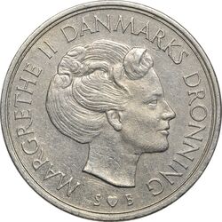 سکه 1 کرون 1975 مارگرته دوم - AU50 - دانمارک