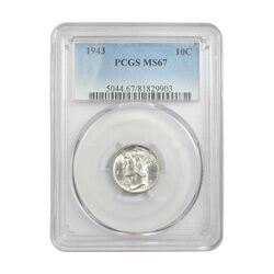 سکه 1 دایم 1943 مرکوری - MS67 - آمریکا