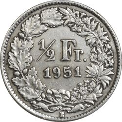 سکه 1/2 فرانک 1951 دولت فدرال - EF45 - سوئیس