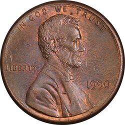 سکه 1 سنت 1990 لینکلن - MS62 - آمریکا