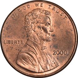 سکه 1 سنت 2000 لینکلن - MS63 - آمریکا