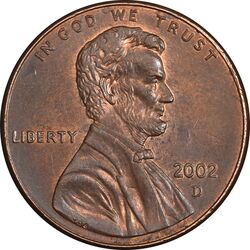 سکه 1 سنت 2002D لینکلن - MS62 - آمریکا