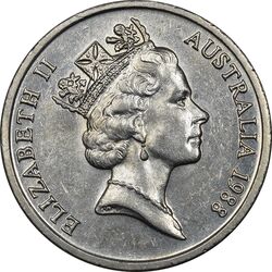 سکه 10 سنت 1988 الیزابت دوم - AU50 - استرالیا