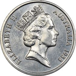 سکه 10 سنت 1988 الیزابت دوم - AU58 - استرالیا