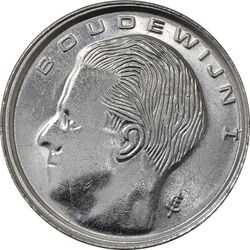 سکه 1 فرانک 1990 بودئون یکم (نوشته آلمانی) - MS62 - بلژیک