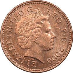 سکه 1 پنی 2006 الیزابت دوم - MS62 - انگلستان