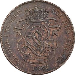 سکه 2 سانتیم 1863 لئوپولد یکم - EF45 - بلژیک