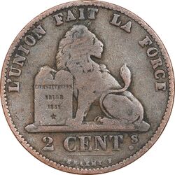 سکه 2 سانتیم 1870 لئوپولد دوم (نوشته فرانسوی) - VF25 - بلژیک