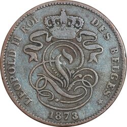 سکه 2 سانتیم 1878 لئوپولد دوم (نوشته فرانسوی) - VF35 - بلژیک